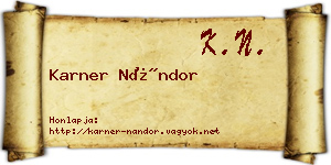 Karner Nándor névjegykártya